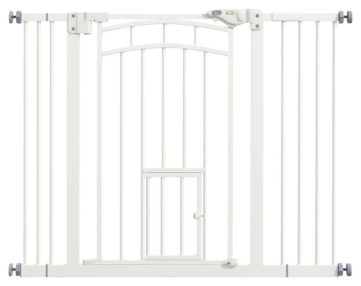 PawHut Türschutzgitter weiß Stahl B/H/L: ca. 4x76x100 cm