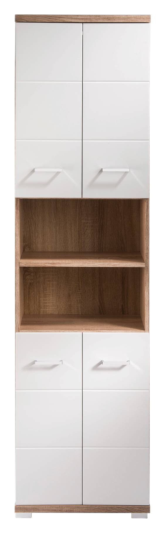 Hochschrank NEBRASKA Eiche Nachbildung weiß Hochglanz B/H/T: ca. 50x192x31,5 cm