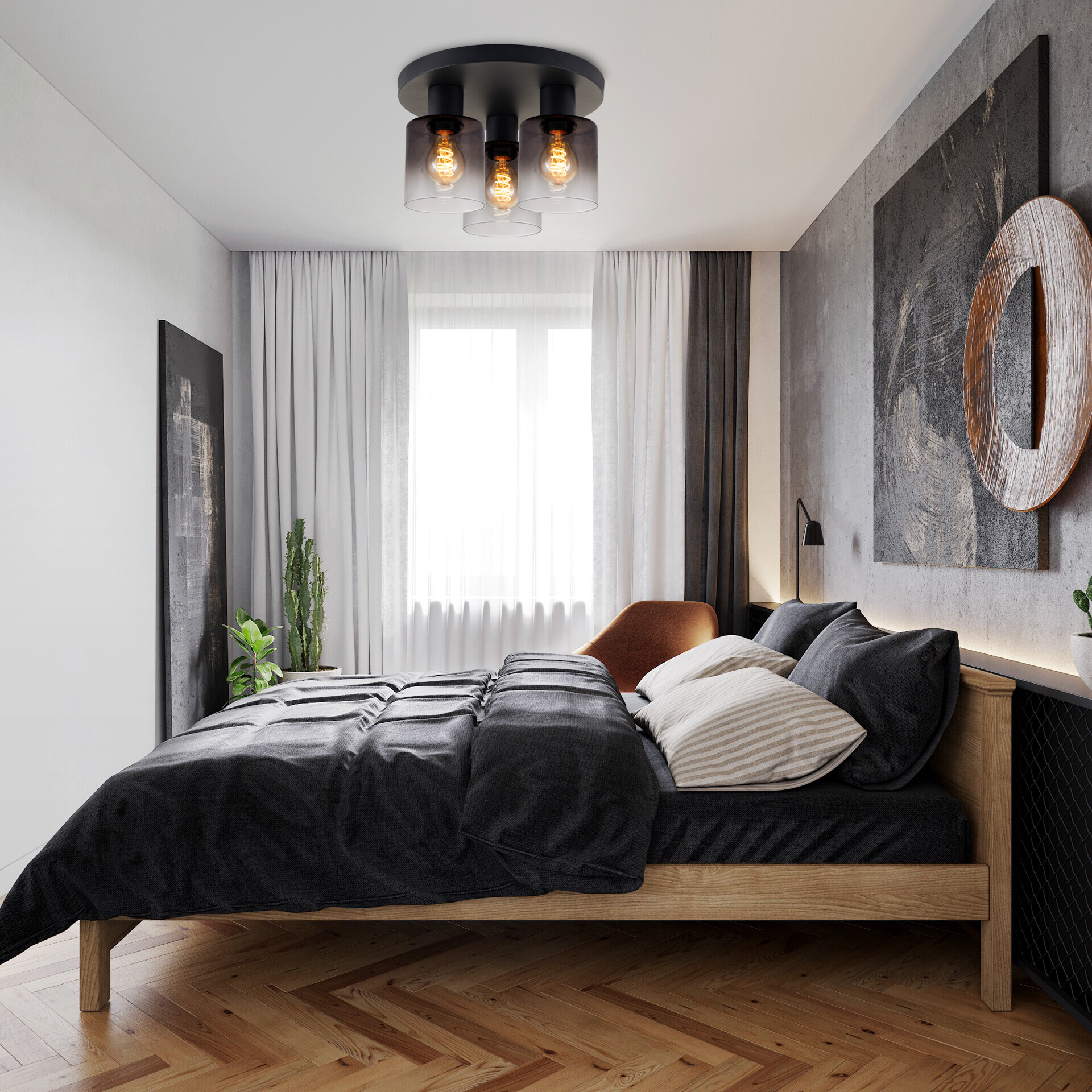 POCOline Deckenleuchte Azir schwarz Metall D: ca. 32 cm E27 3 Brennstellen