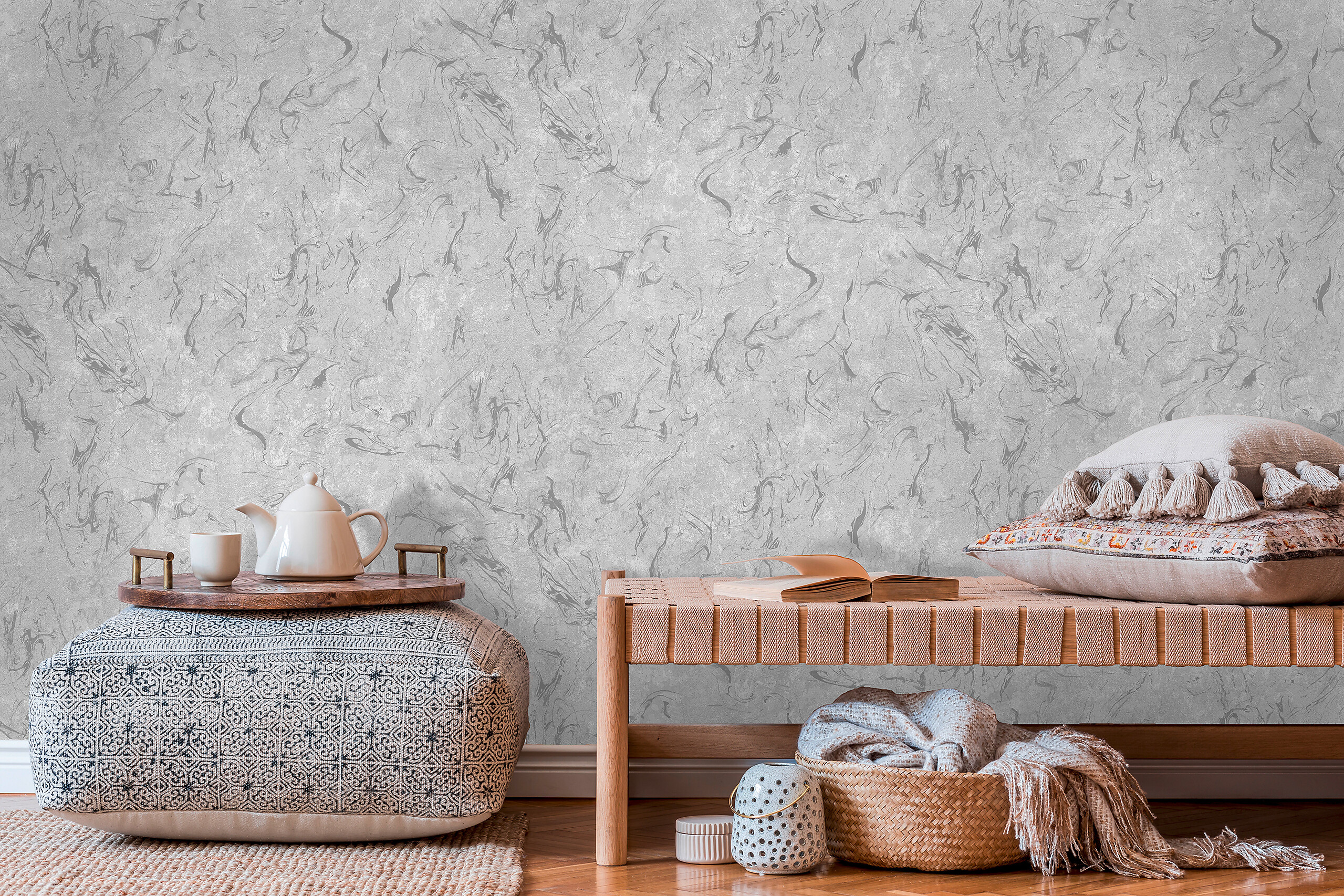 UGEPA Papiertapete grau B/L: ca. 53x1005 cm