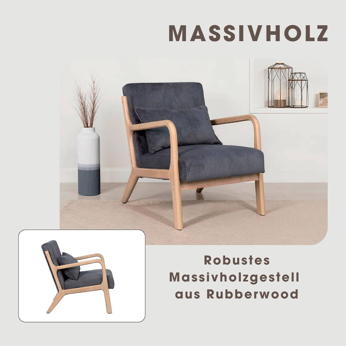 Sessel NOHR natur grau B/H/T: ca. 65,2x80,6x76 cm