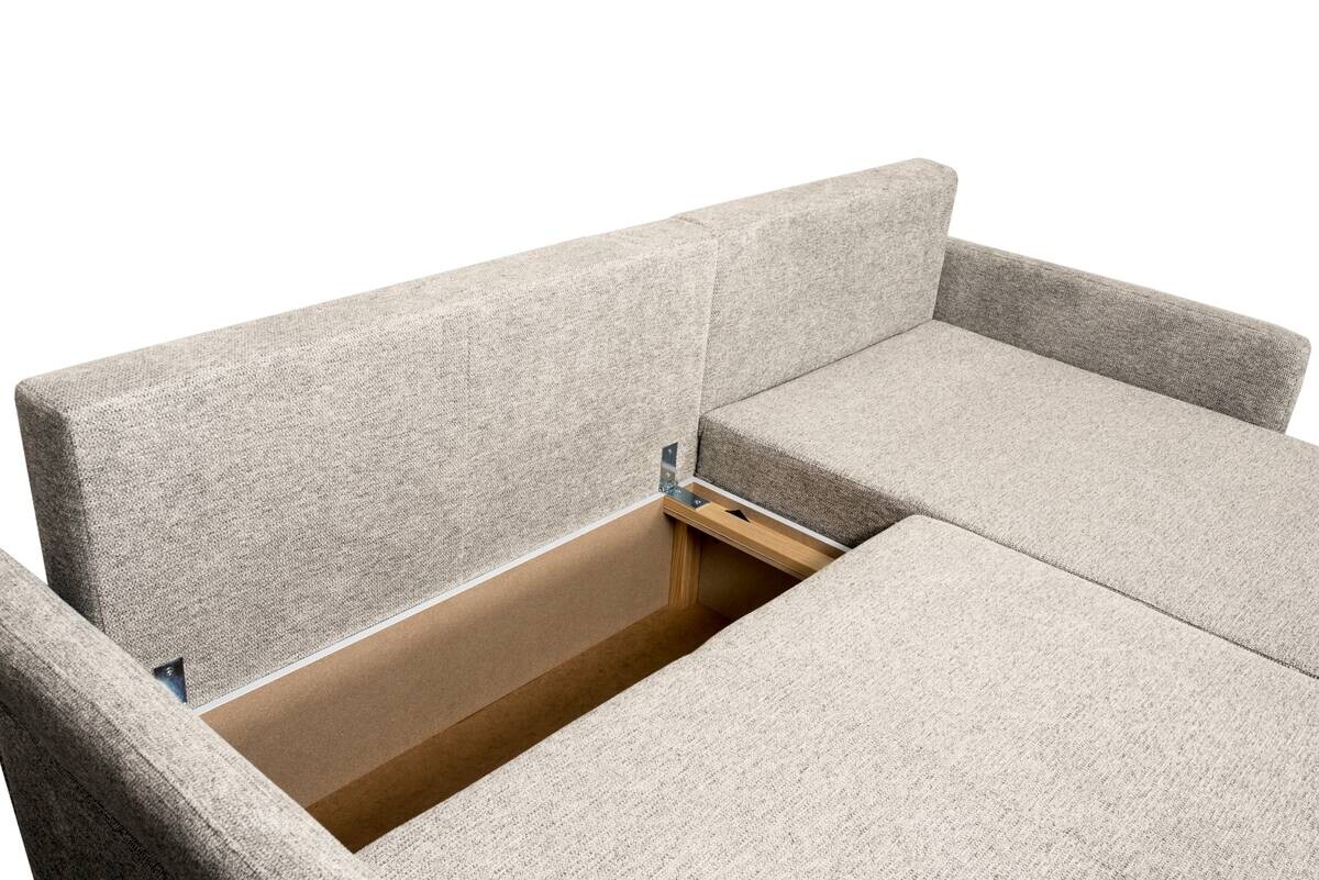 Ecksofa mit Bettfunktion und Bettkasten beige Webstoff B/H/T: ca. 218x90x168 cm