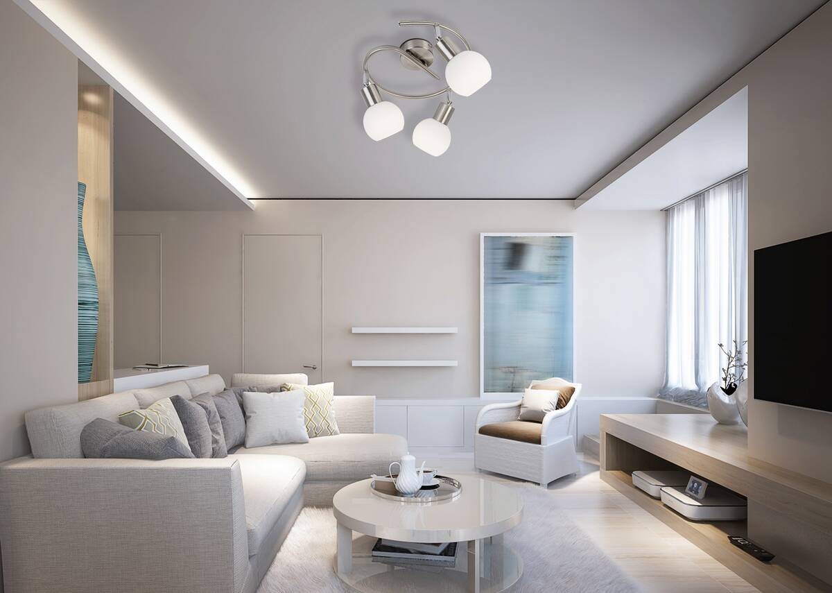 Nowa Spotbalken 871693016 nickel matt Opal Metall Glas H/D: ca. 21x25 cm E14 3 Brennstellen