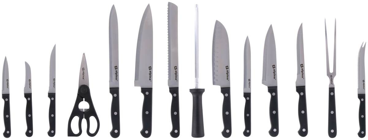 alpina Messerblock schwarz Holz 22 tlg.