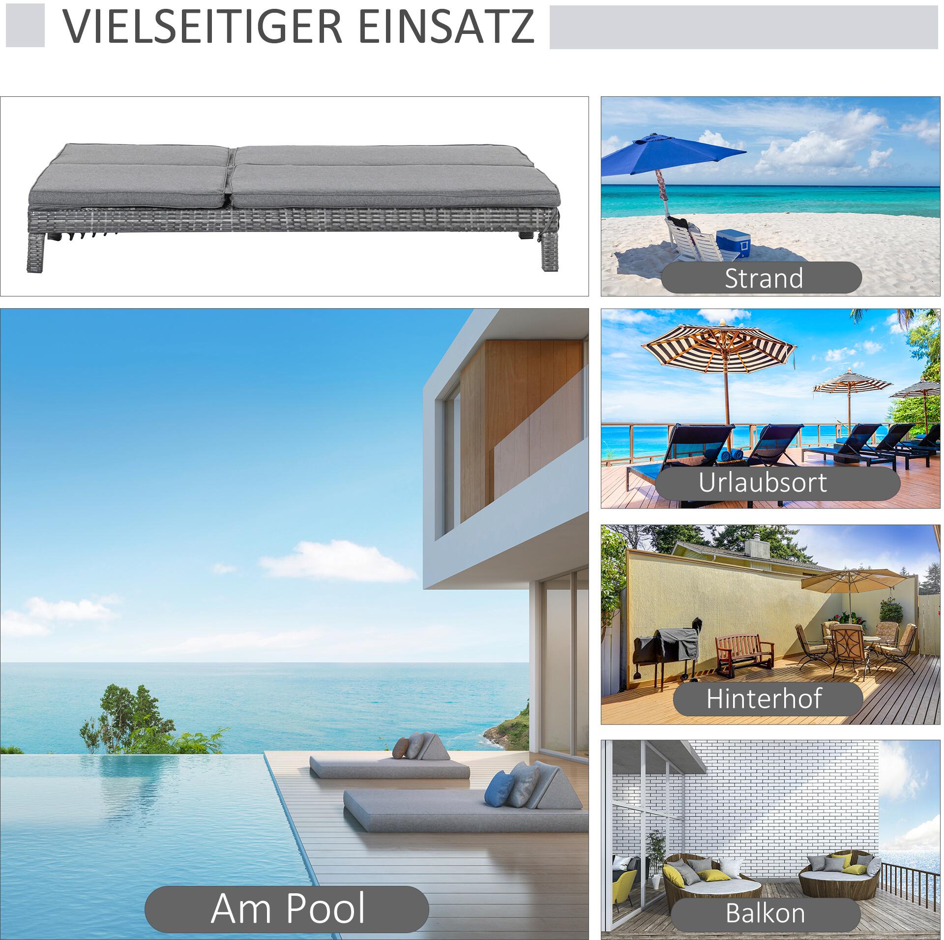 Outsunny Doppelliege grau Metall B/H/L: ca. 120x28x195 cm