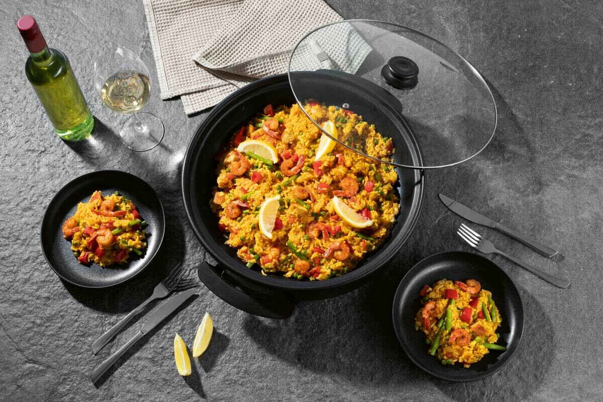 GOURMETmaxx Elektrische Party-Pfanne schwarz Edelstahl B/H/L: ca. 45x17,5x41 cm