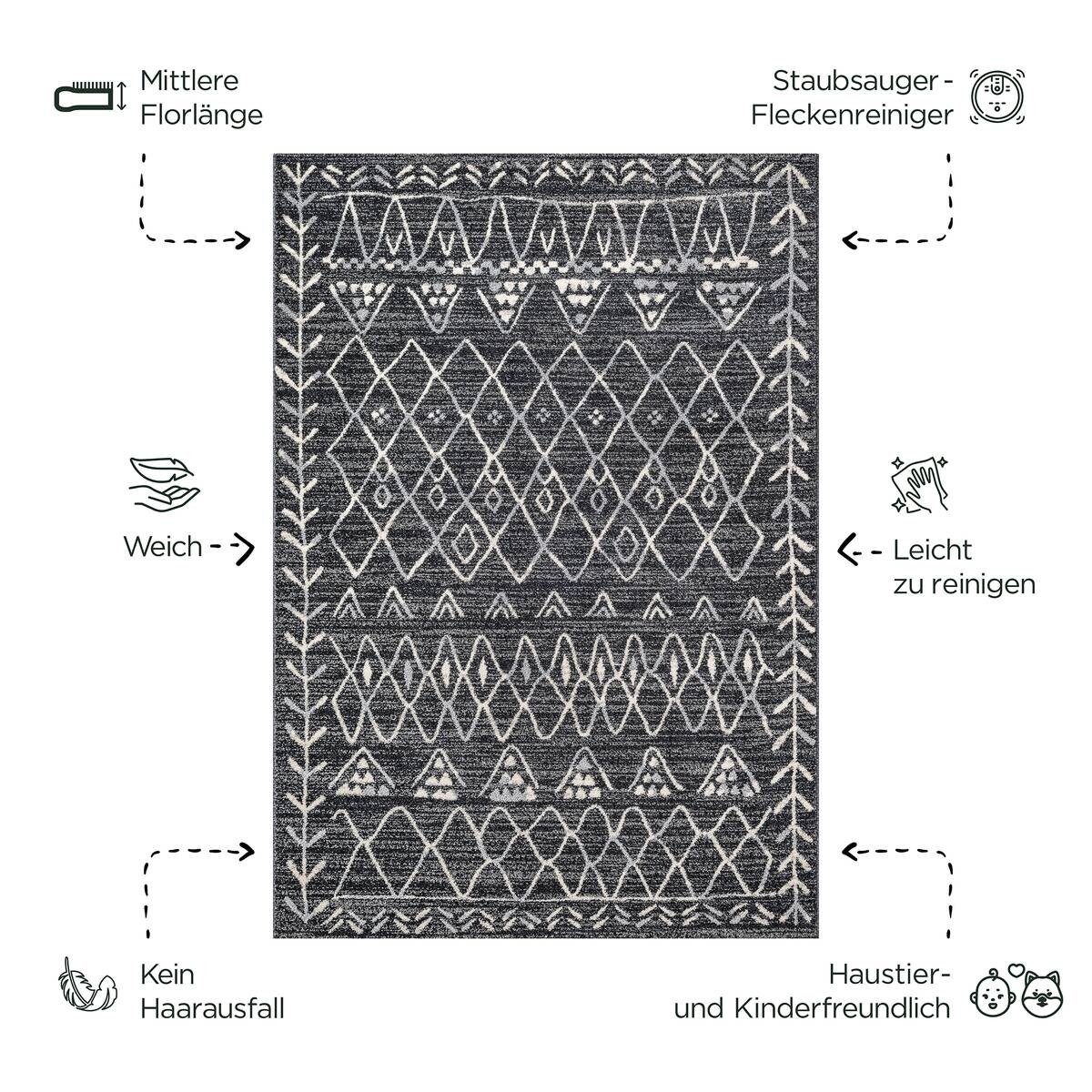 Sanat Teppich schwarz B/L: ca. 200x140 cm