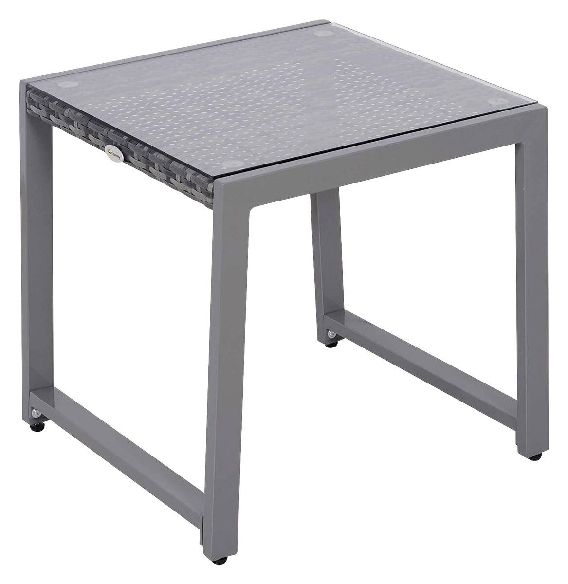 Outsunny Gartentisch grau Polyrattan B/H/L: ca. 49,5x50x50 cm