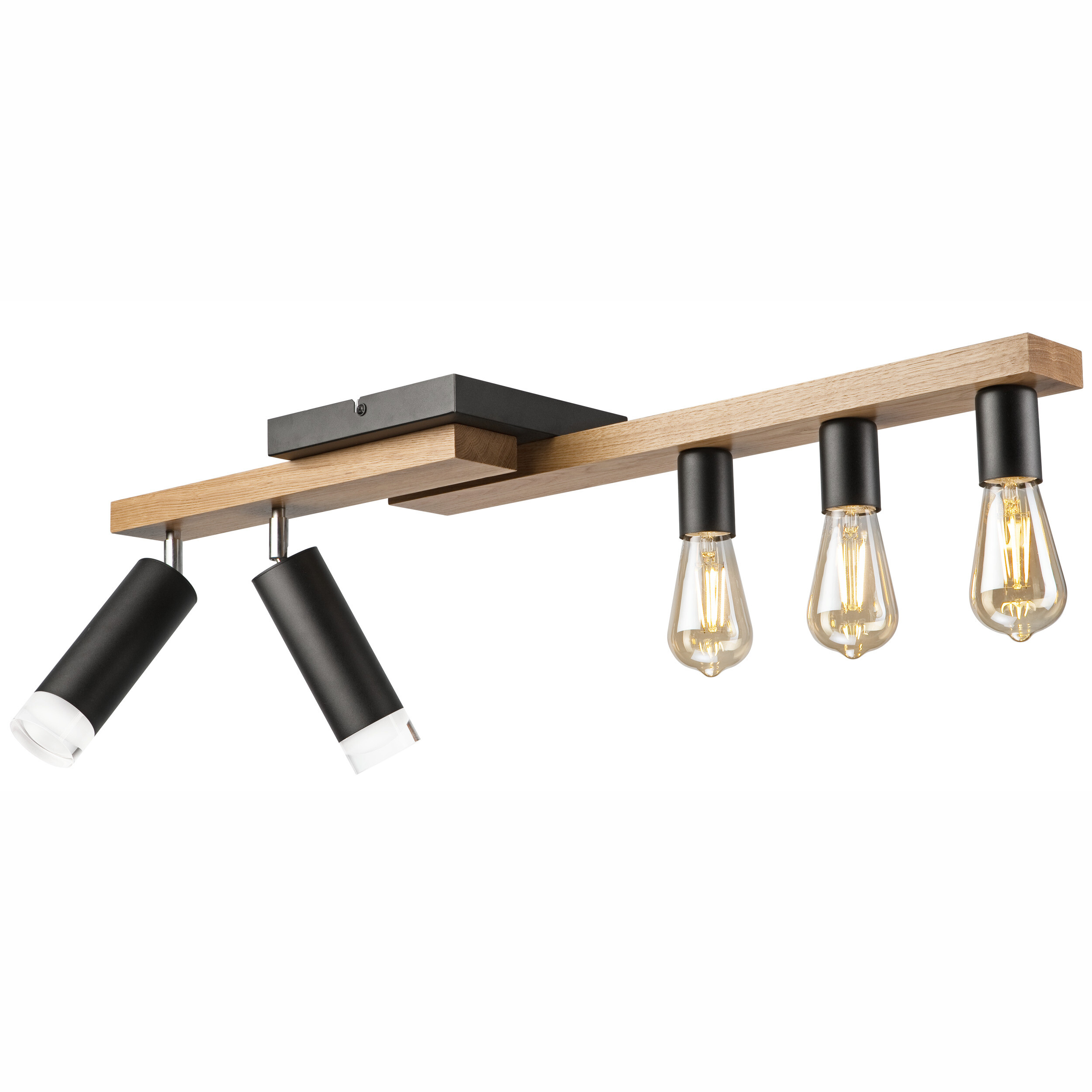 Lamkur Deckenleuchte schwarz Holz B/H/L: ca. 20x23,5x84 cm E27 5 Brennstellen