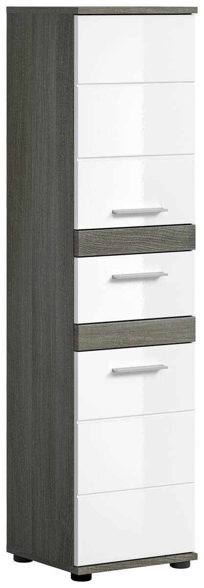 Badkommode BLAKE Rauchsilber Nachbildung weiß Hochglanz B/H/T: ca. 35x137x31 cm