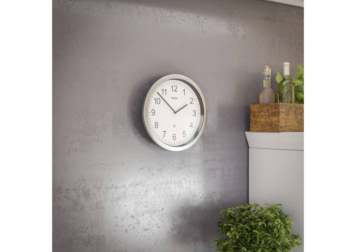 Mebus Wanduhr silber D: ca. 25 cm