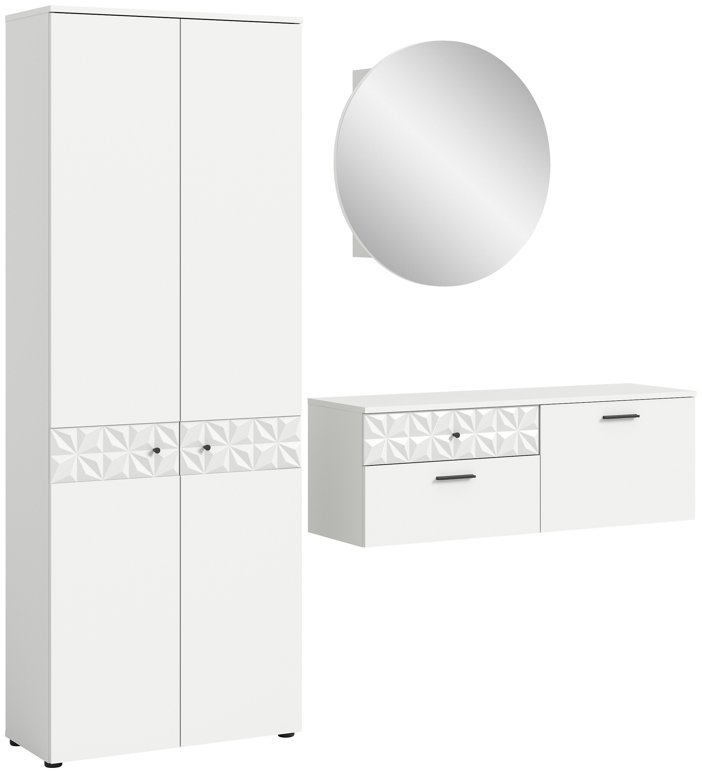 Garderobe Prisma weiß weiß Hochglanz B/H/T: ca. 195x192x34 cm