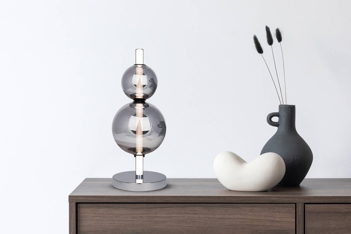 Näve Leuchten Tischleuchte 3191442 Chrom Aluminium Stahl H/D: ca. 44x18 cm null 1 Brennstellen