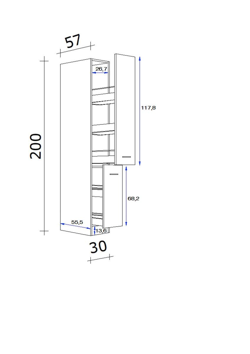 Apothekerschrank Valero weiß Hochglanz B/H/T: ca. 30x200x57 cm
