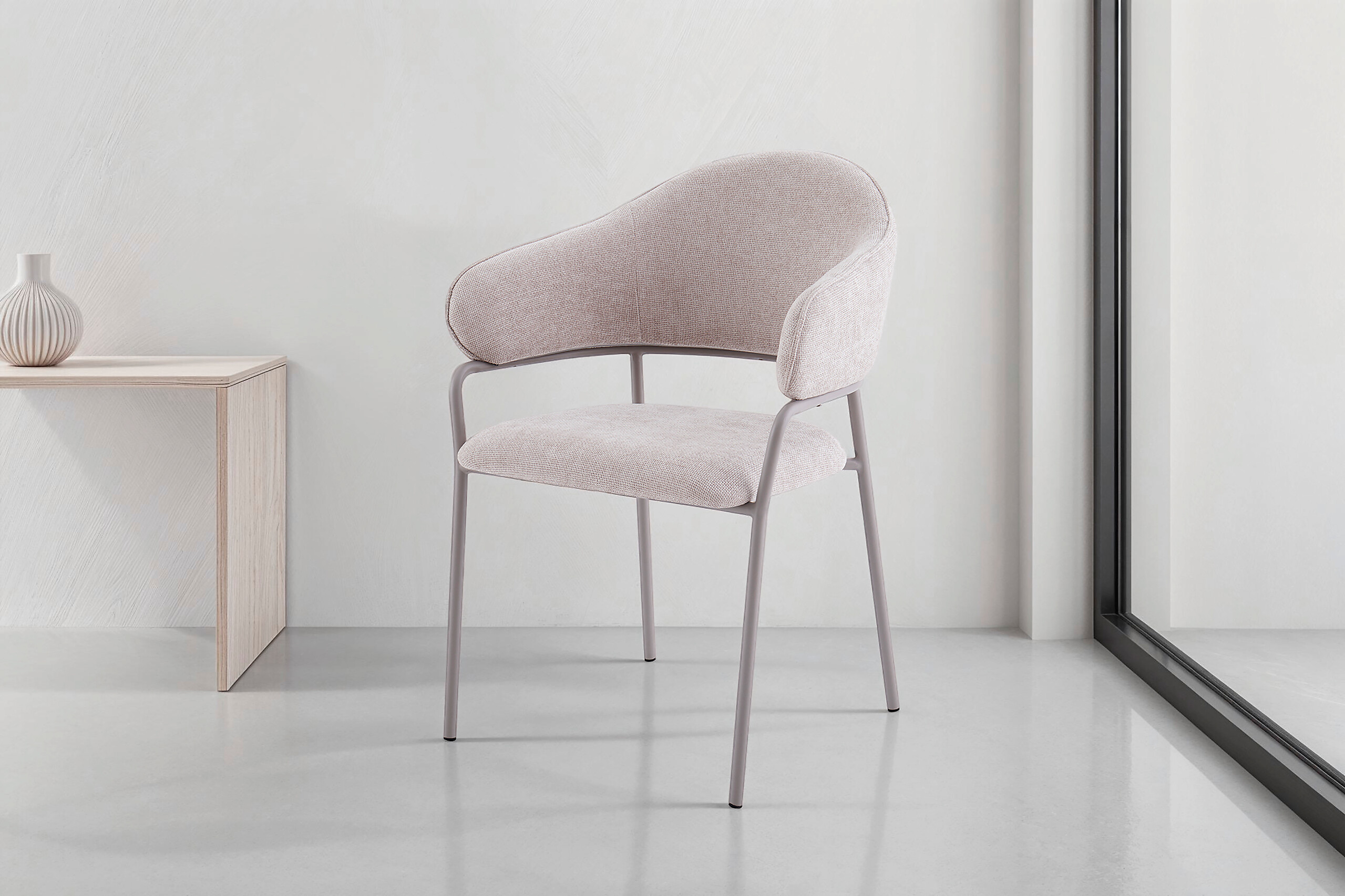 Stuhl CURVE, 2er-Set taupe Stoff B/H/T: ca. 60x86x58 cm Stuhl CURVE, 2er-Set taupe Stoff B/H/T: ca. 60x86x58 cm