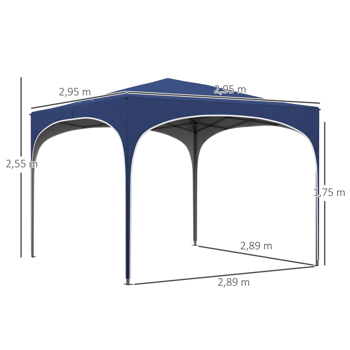 Outsunny Pavillon blau Polyester-Mischgewebe B/H/L: ca. 295x255x295 cm