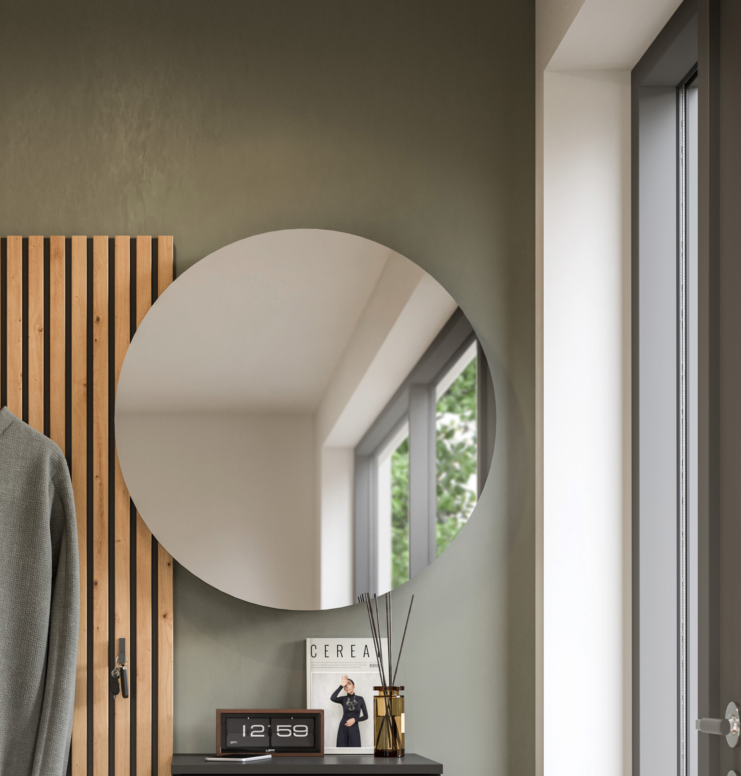 xonox.home Wandspiegel Delton Spiegel Basalt Nachbildung T/D: ca. 7x70 cm