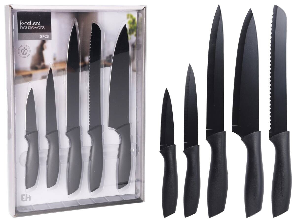 Messerset schwarz Polypropylen 5 tlg.