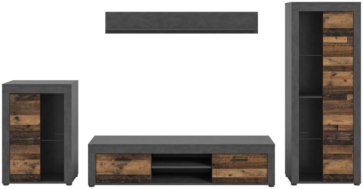 Wohnwand Jam Matera Nachbildung Old Wood Nachbildung B/H/T: ca. 169x310x35 cm