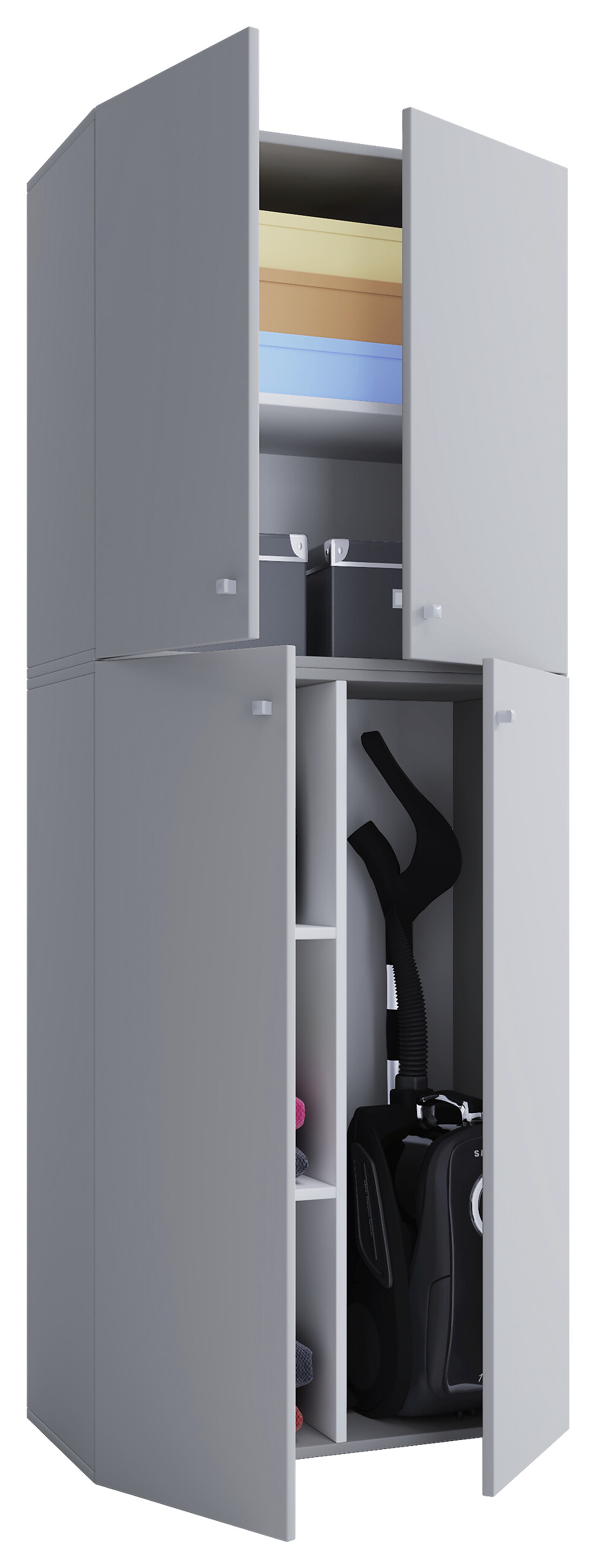 Putzschrank Lona XXL Putzschrank grau weiß B/H/T: ca. 70x182x39 cm