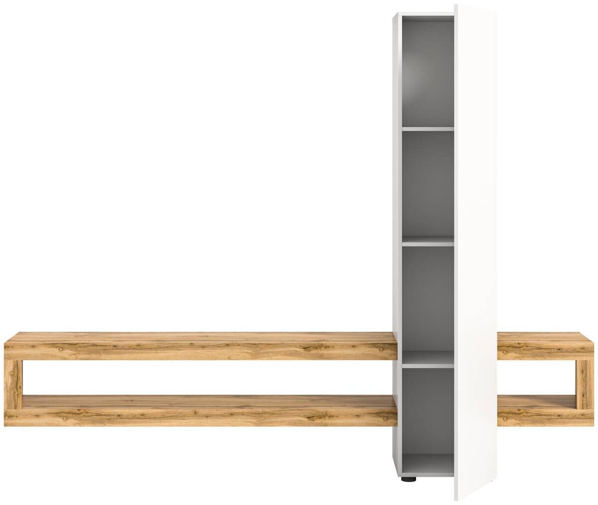 Wohnwand Samba weiß Eiche Wotan Nachbildung B/H/T: ca. 240x190x35 cm