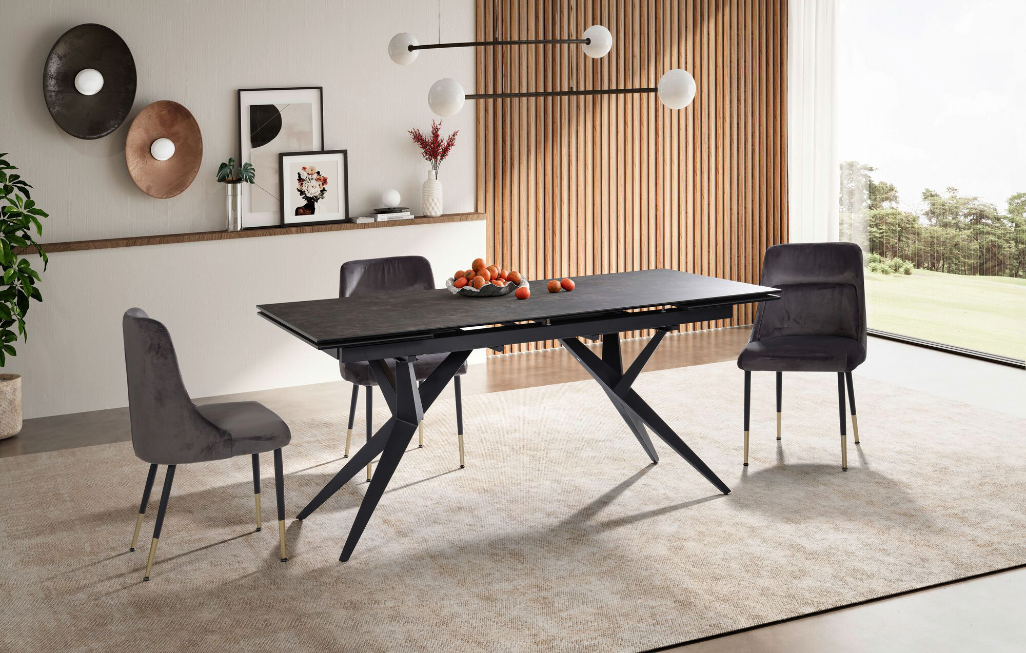 Esstisch schwarz Marmor Optik B/H/T: ca. 180x76x95 cm