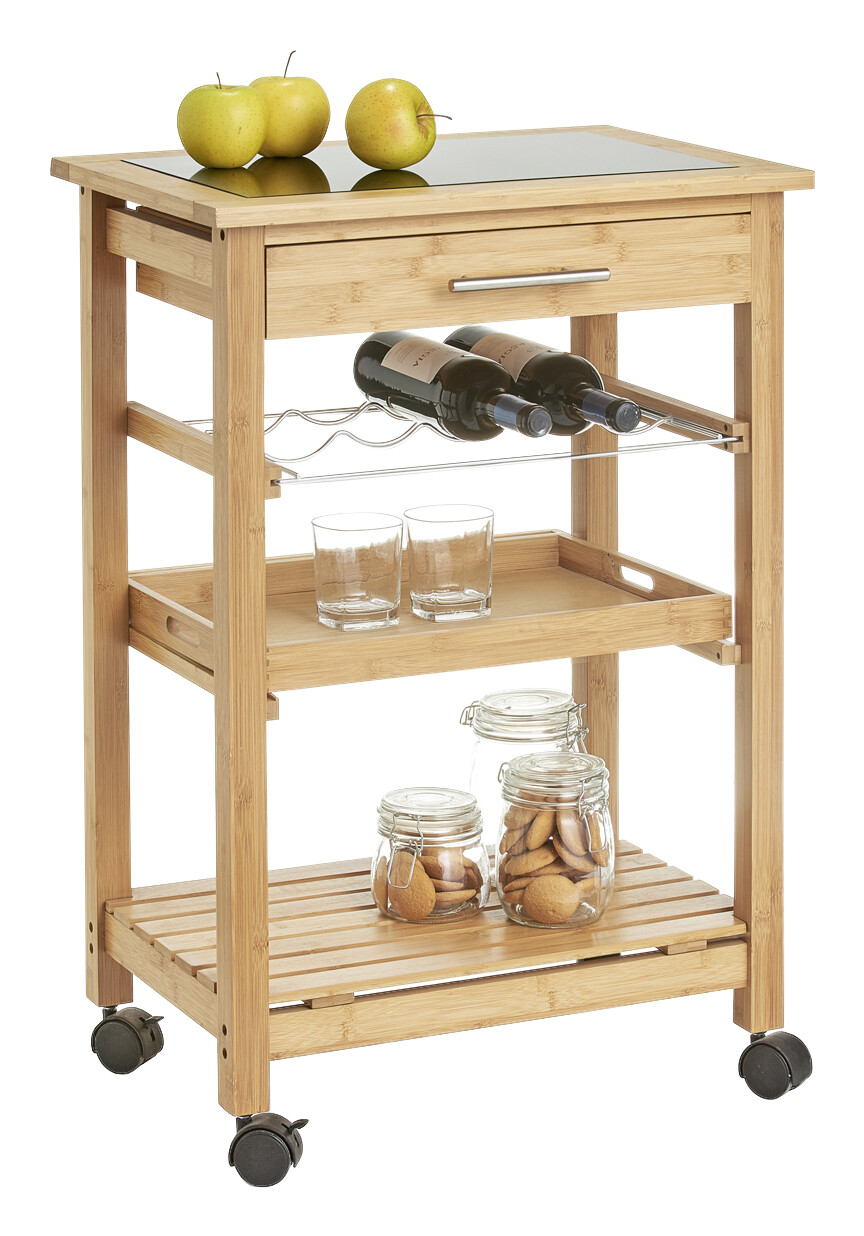 Zeller Küchenrollwagen braun Glas B/H/L: ca. 40x85x58 cm