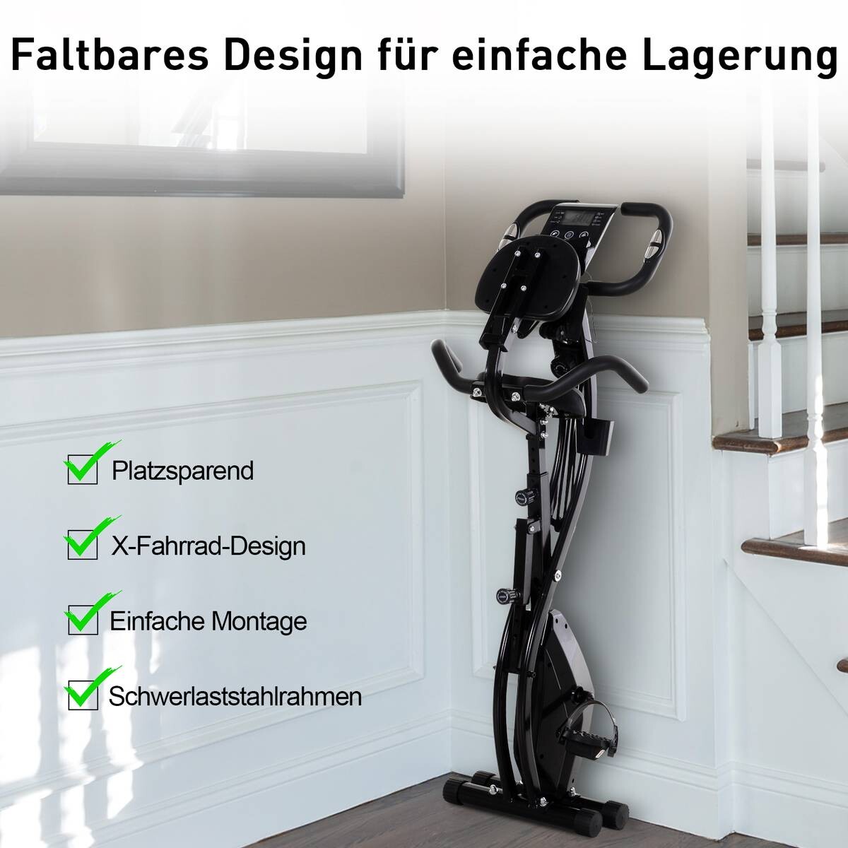 HOMCOM Fahrradtrainer schwarz Stahl