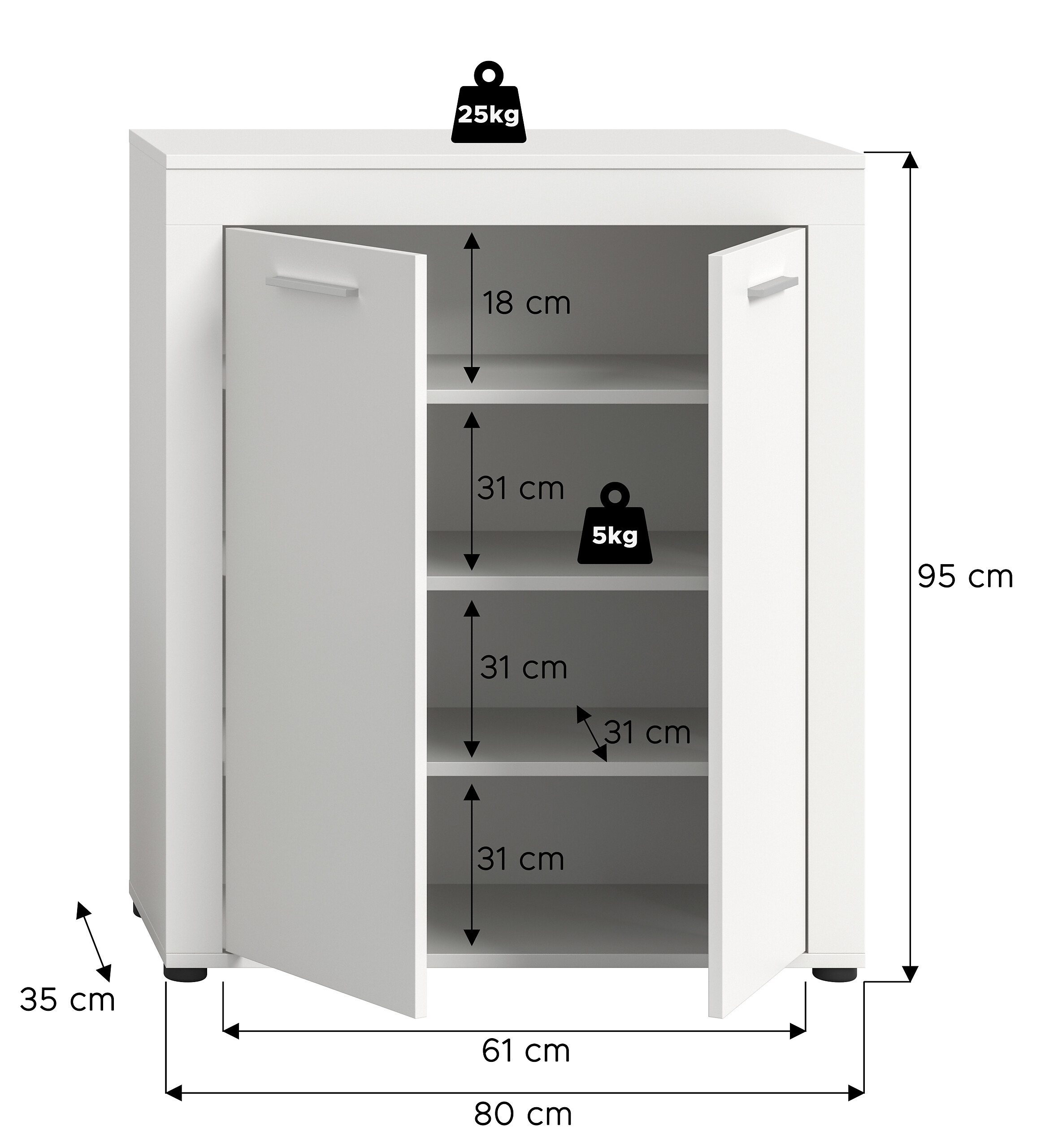 Schuhschrank JAM weiß B/H/T: ca. 80x95x35 cm
