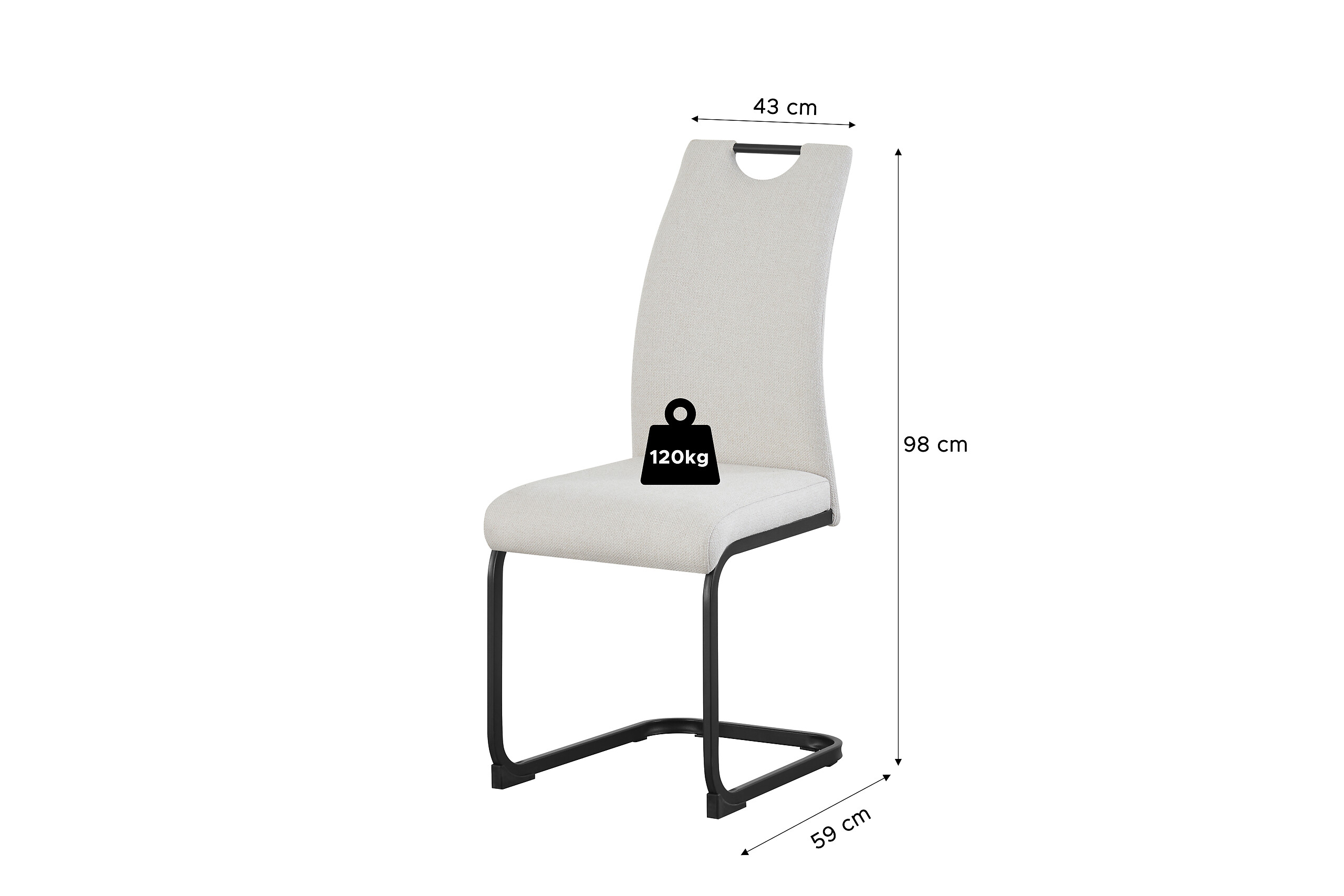 Schwingstuhl HANNA, 2er Set creme Webstoff B/H/T: ca. 43x98x59 cm