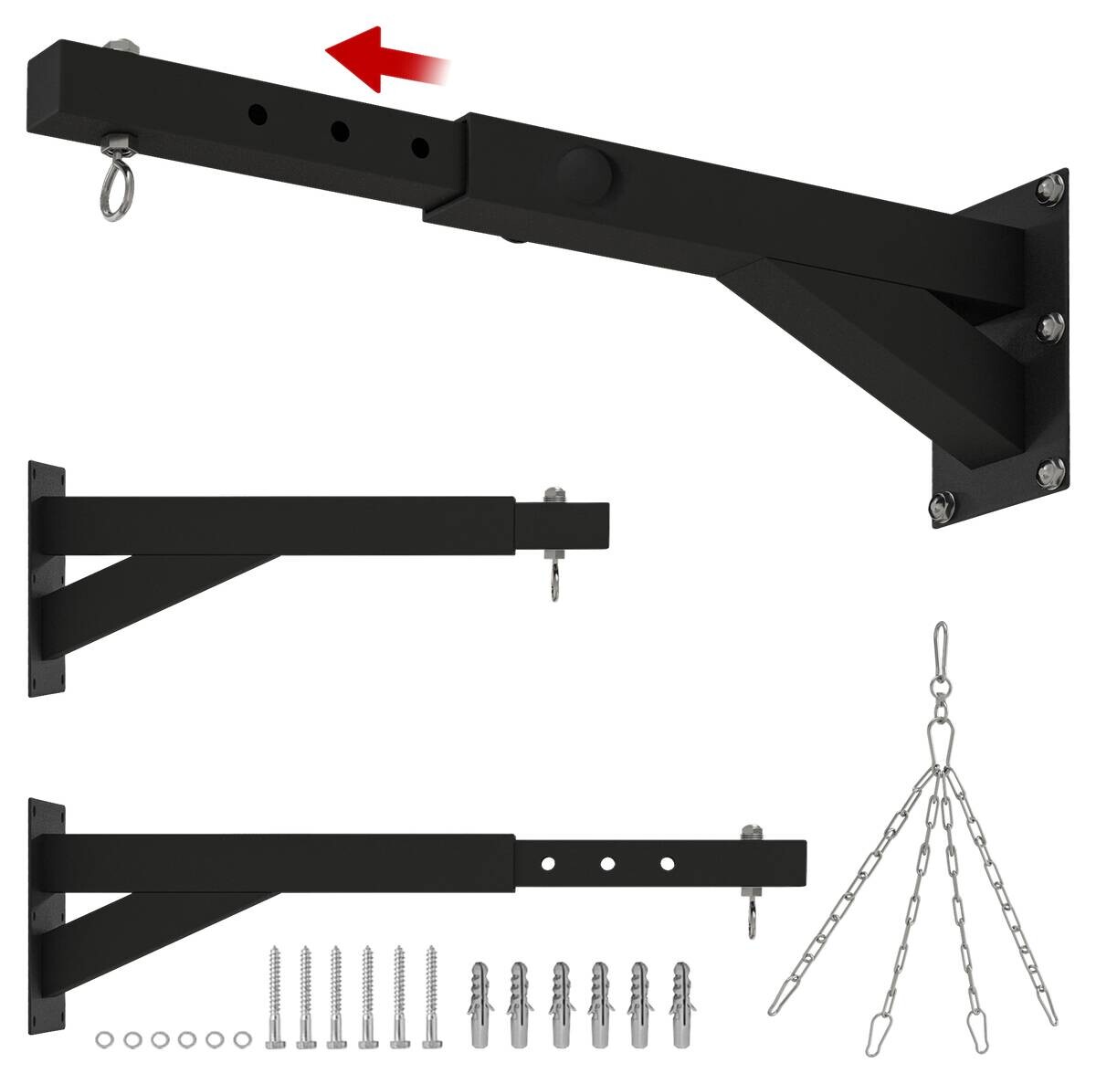 SPORTNOW Boxsack Wandhalterung schwarz Stahl B/H/L: ca. 12x20x65 cm