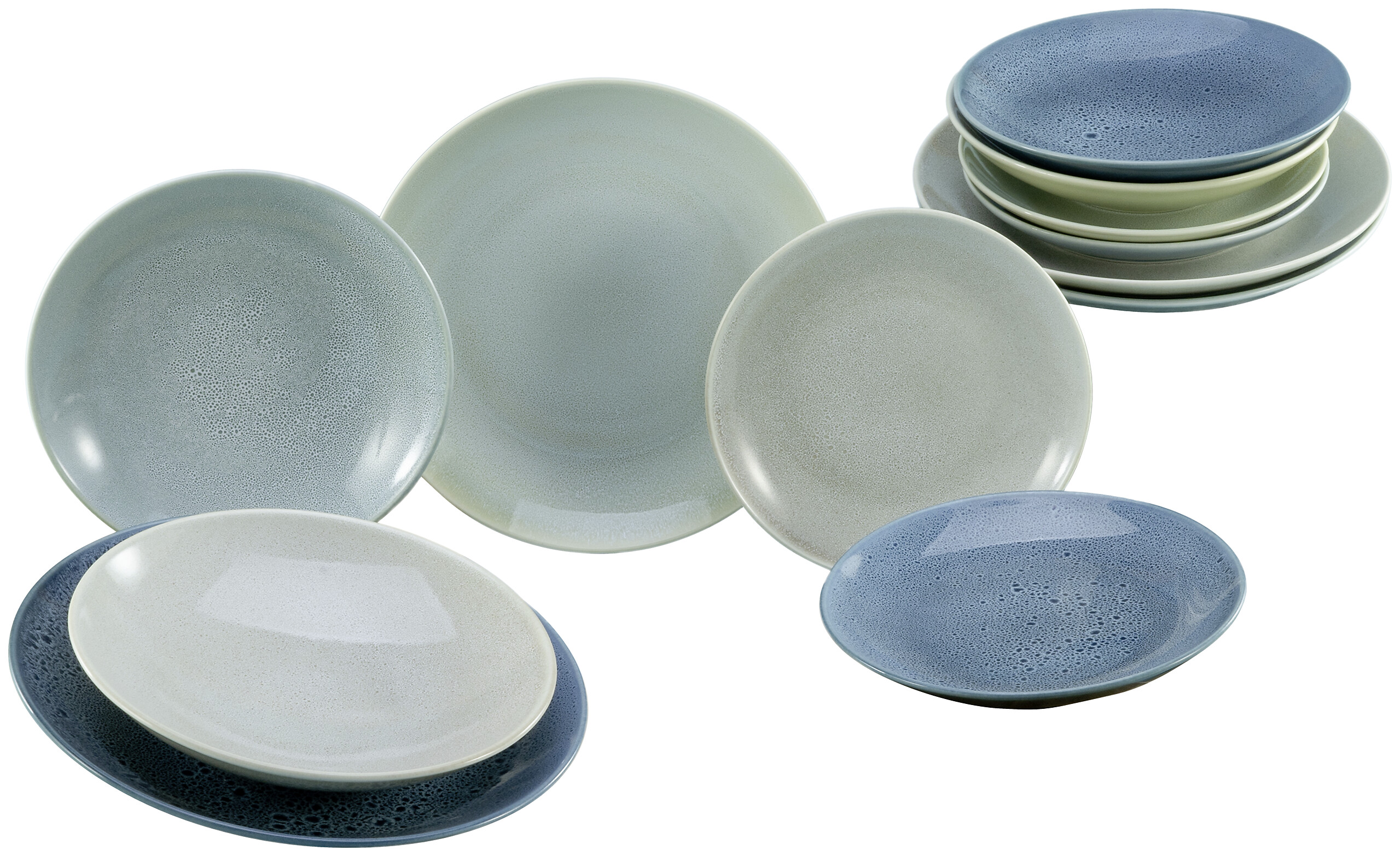 CreaTable Tafelservice Reactive AQUA blau Keramik 12 tlg.