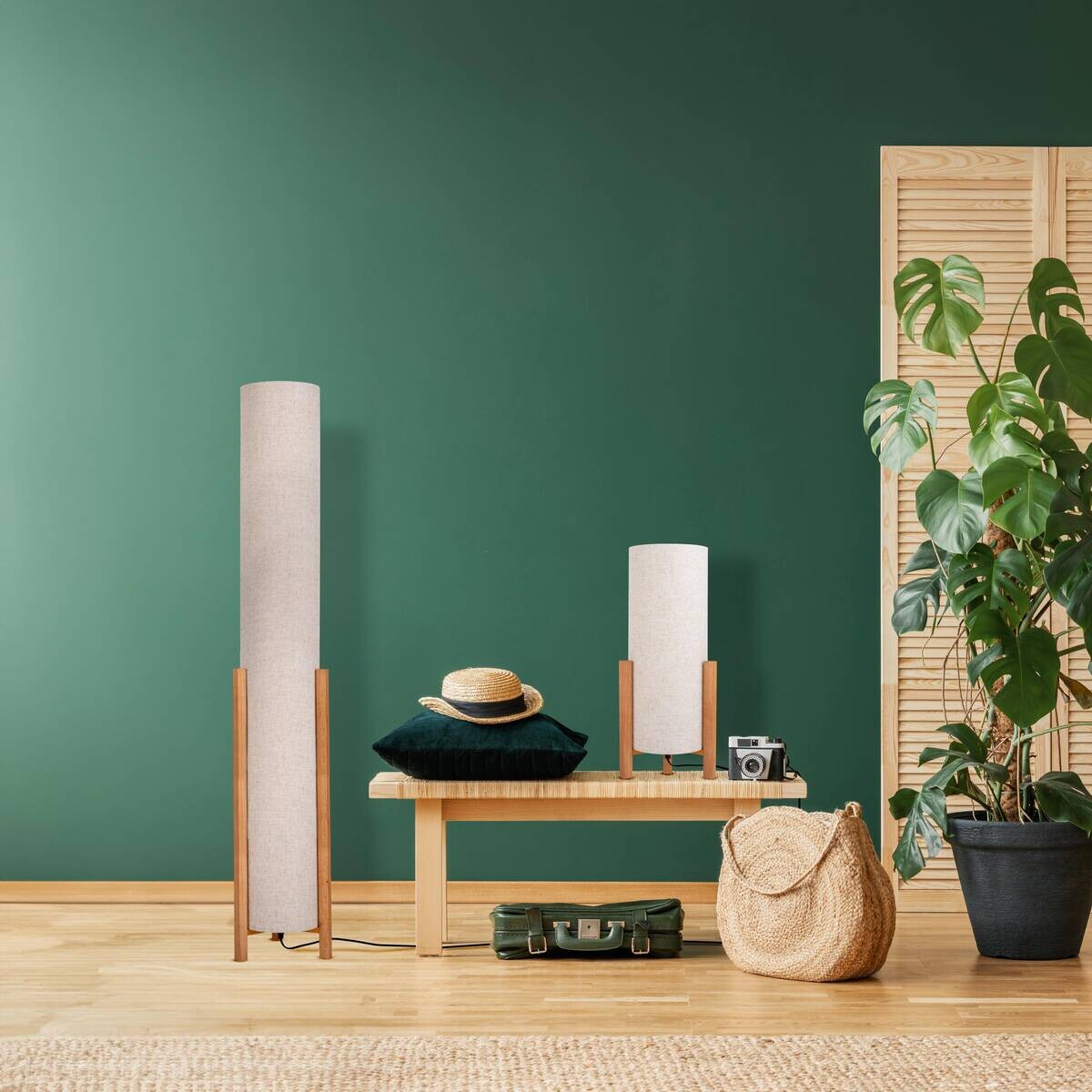 Näve Leuchten Tischleuchte 3193927 natur Textil B/H/T: ca. 22x52x22 cm E27 1 Brennstellen