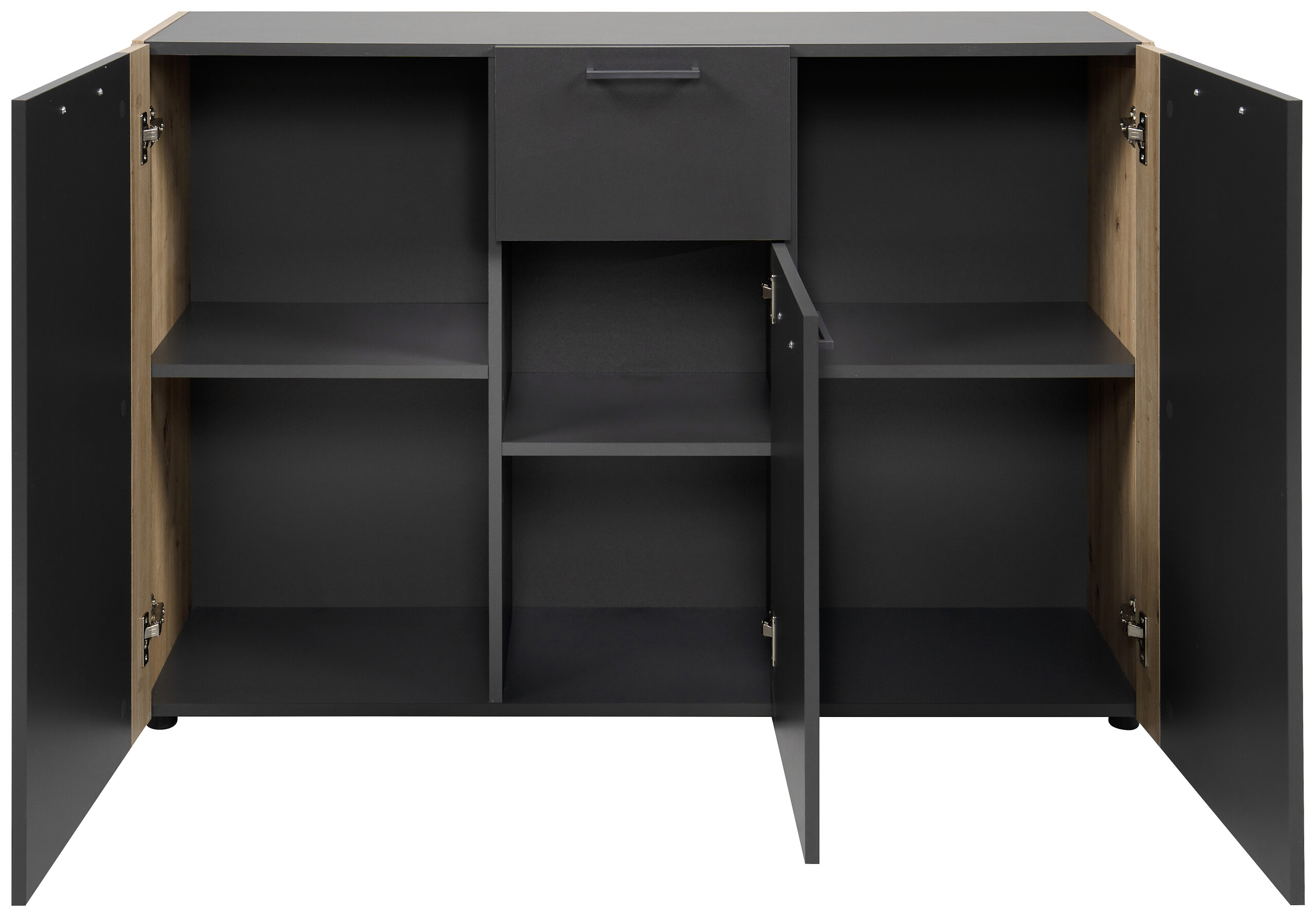 Kommode Cento anthrazit Eiche Artisan Oak Nachbildung B/H/T: ca. 126x83x35 cm