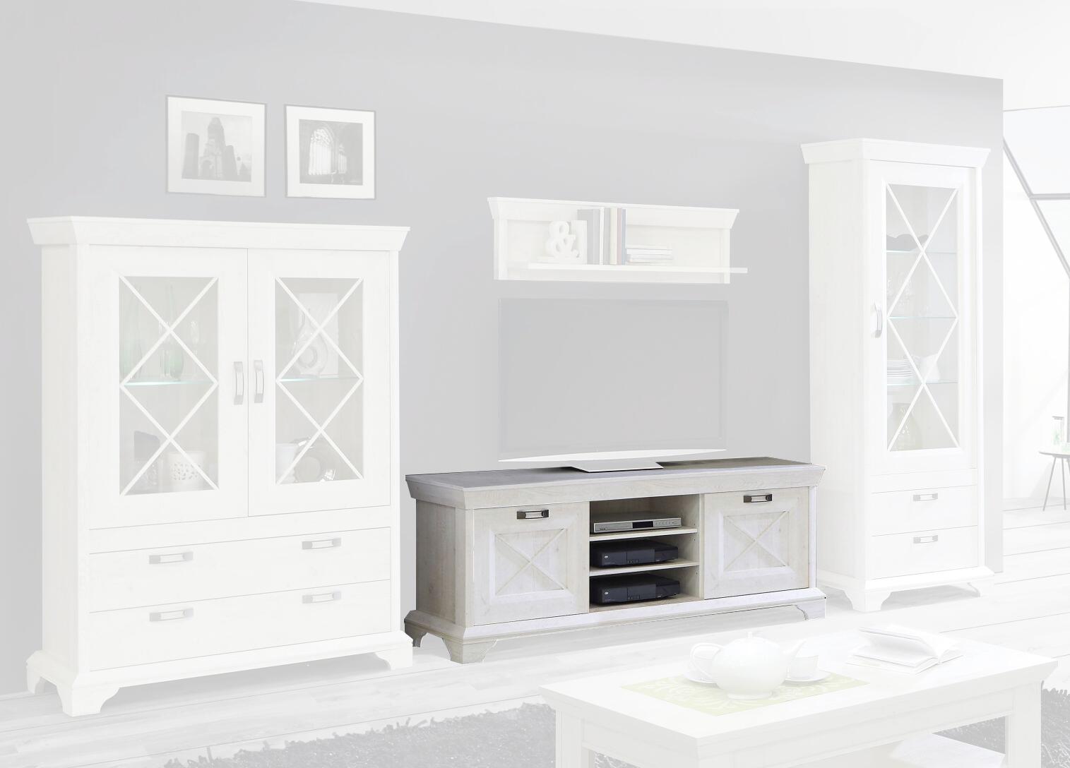 TV-Lowboard  weiß Pinie Nachbildung B/H/T: ca. 147x66x48 cm