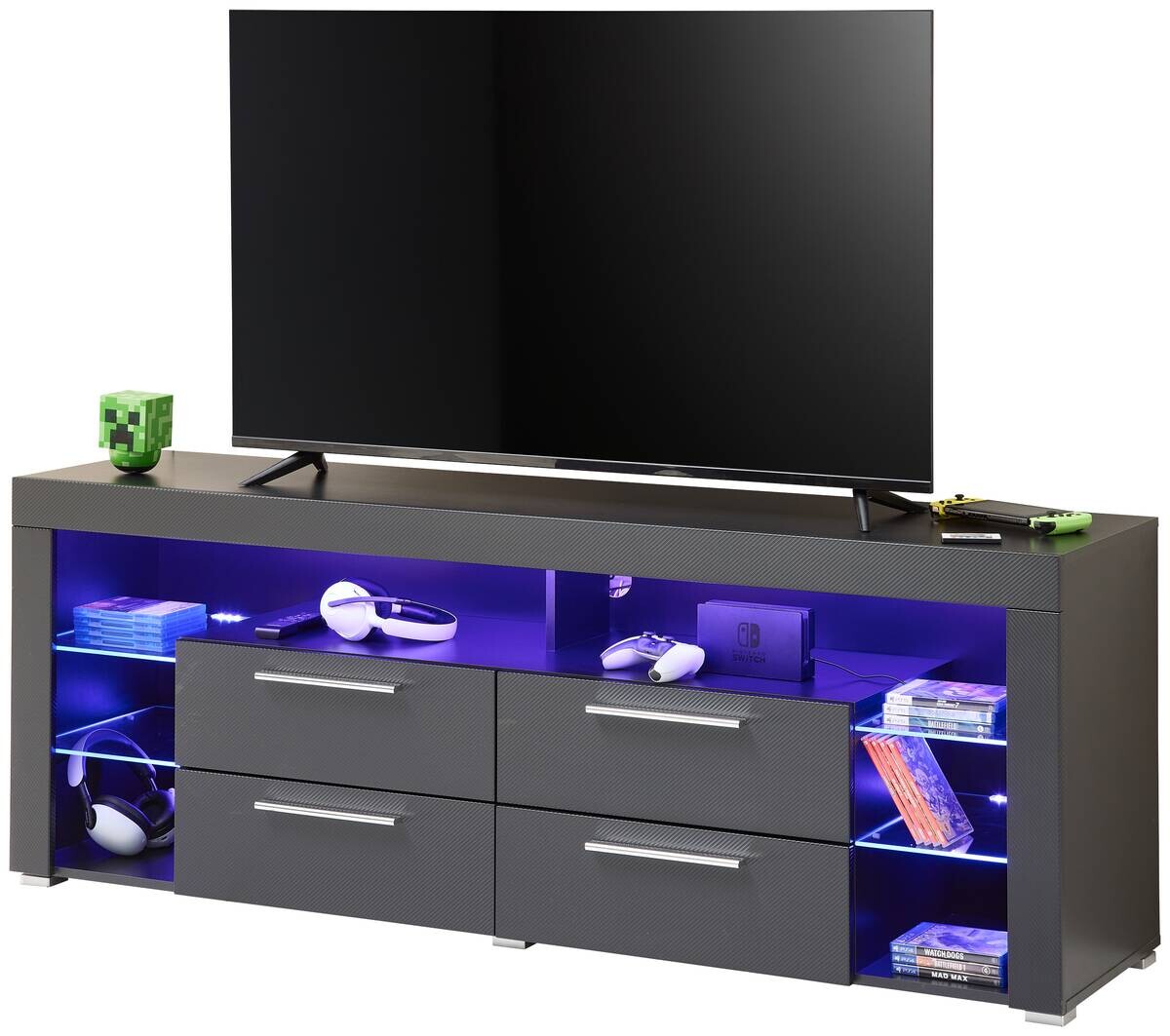 TV-Lowboard Goal Carbon schwarz Carbon Optik B/H/T: ca. 179x66x44 cm