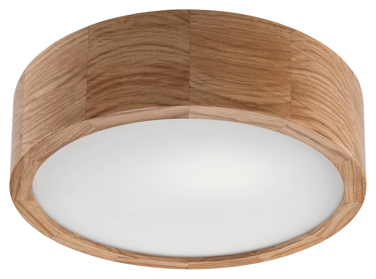 Lamkur Deckenleuchte Eveline Eiche Glas Holz H/L: ca. 8x27 cm E27 1 Brennstellen