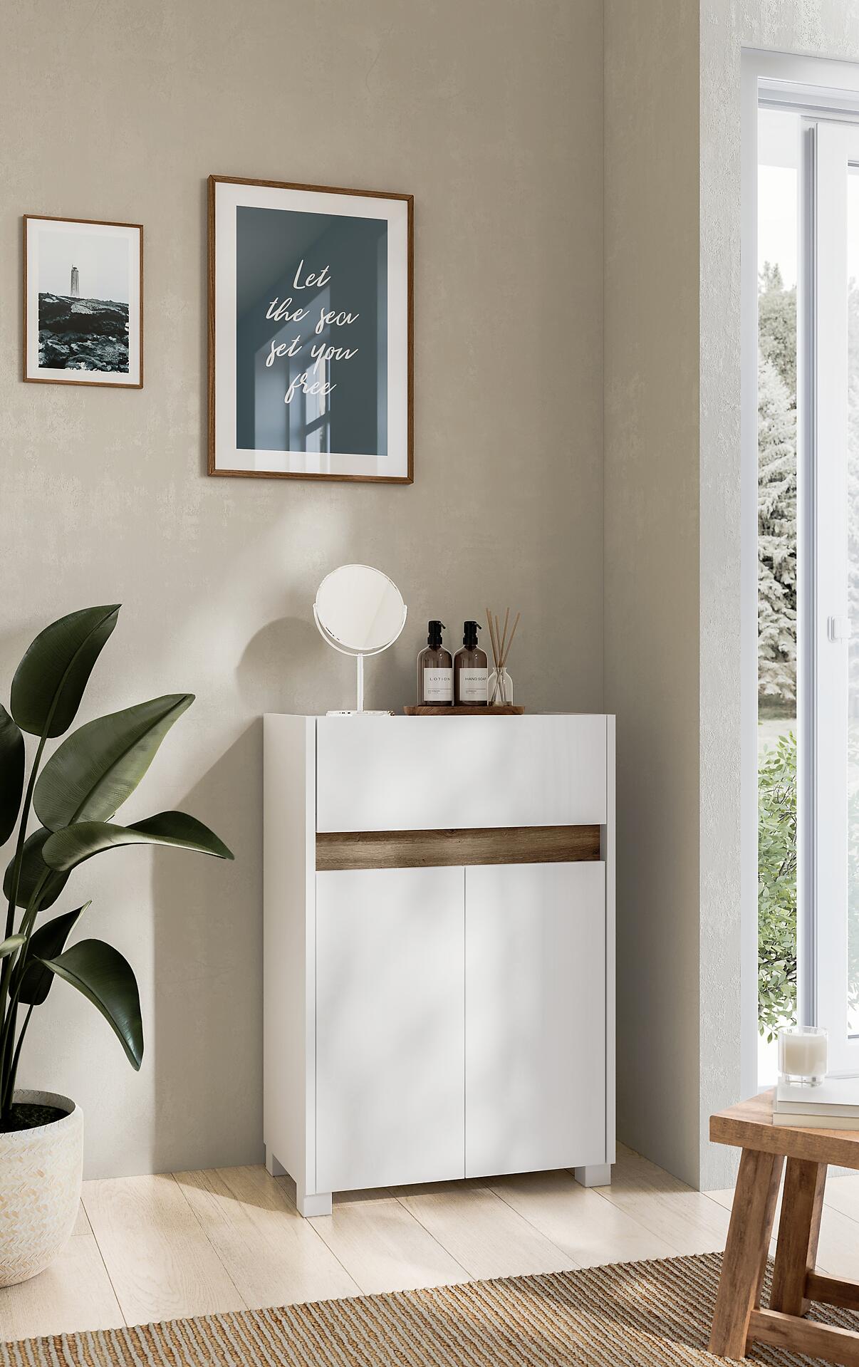 Unterschrank Cosmo perlweiß B/H/T: ca. 56,9x84,8x33 cm Unterschrank Cosmo perlweiß B/H/T: ca. 56,9x84,8x33 cm