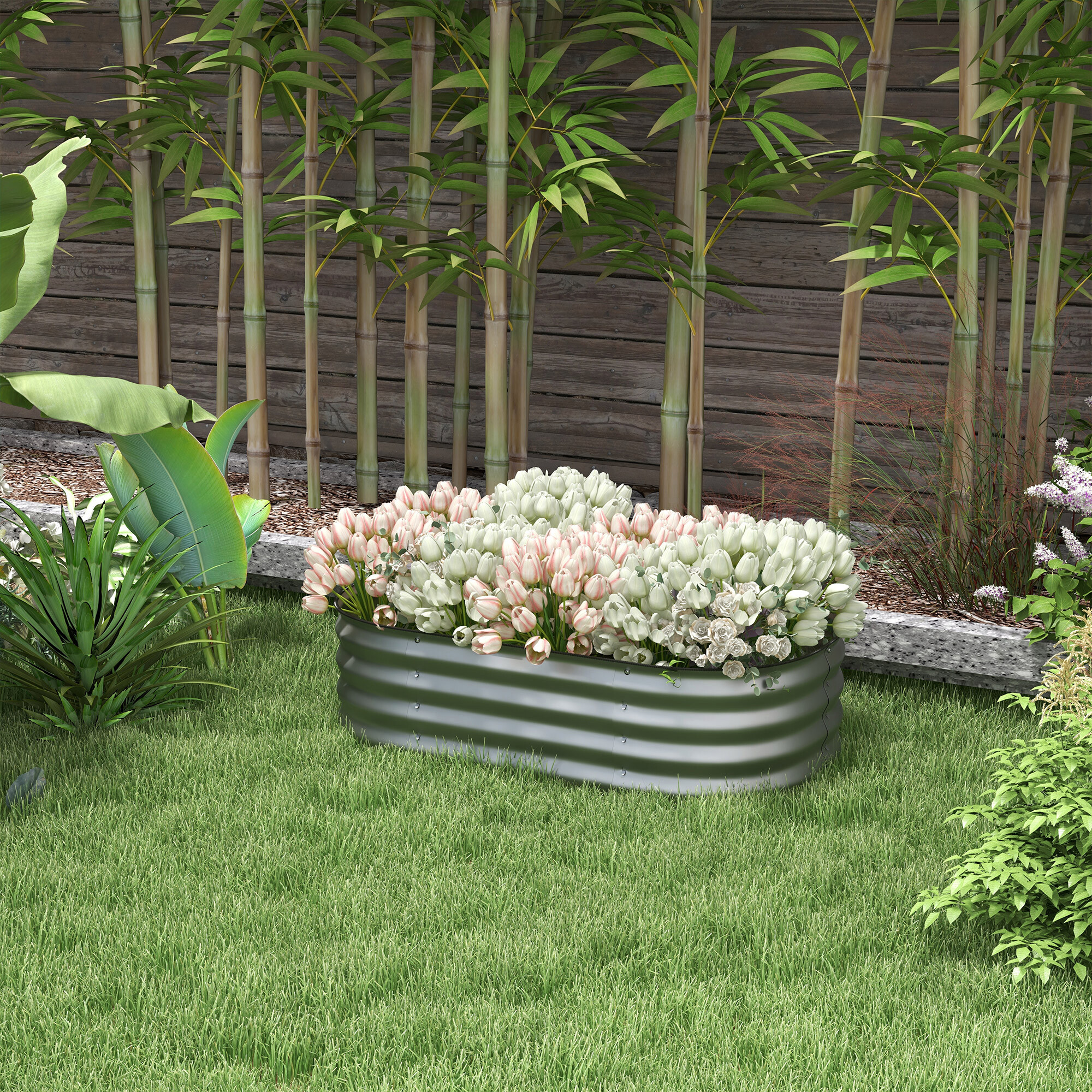 Outsunny Hochbeet silber Metall B/H/L: ca. 62x30x105 cm