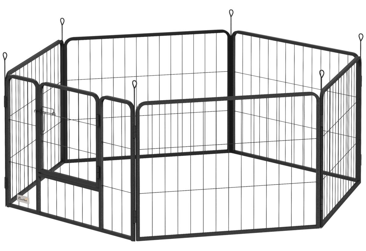 PawHut Welpenauslauf grau Stahl B/H/L: ca. 80x60x160 cm
