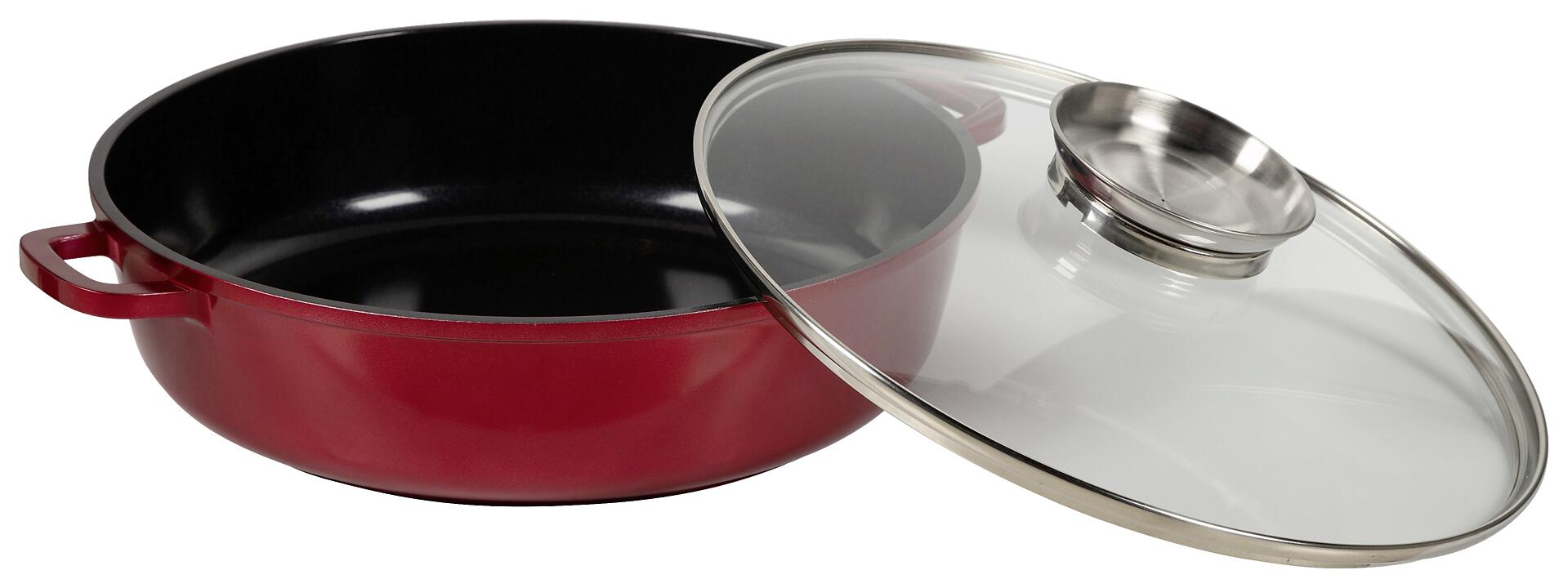 Pfanne rot Edelstahl D: ca. 28 cm