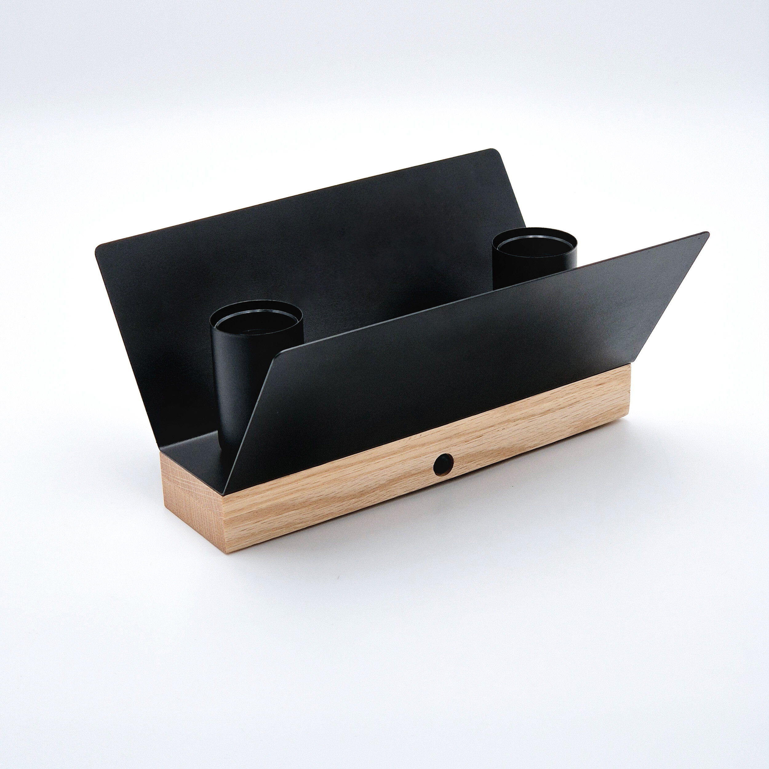 Lamkur Deckenleuchte schwarz Eiche Stahl Glas B/H/L: ca. 12x11,5x24 cm E27 2 Brennstellen