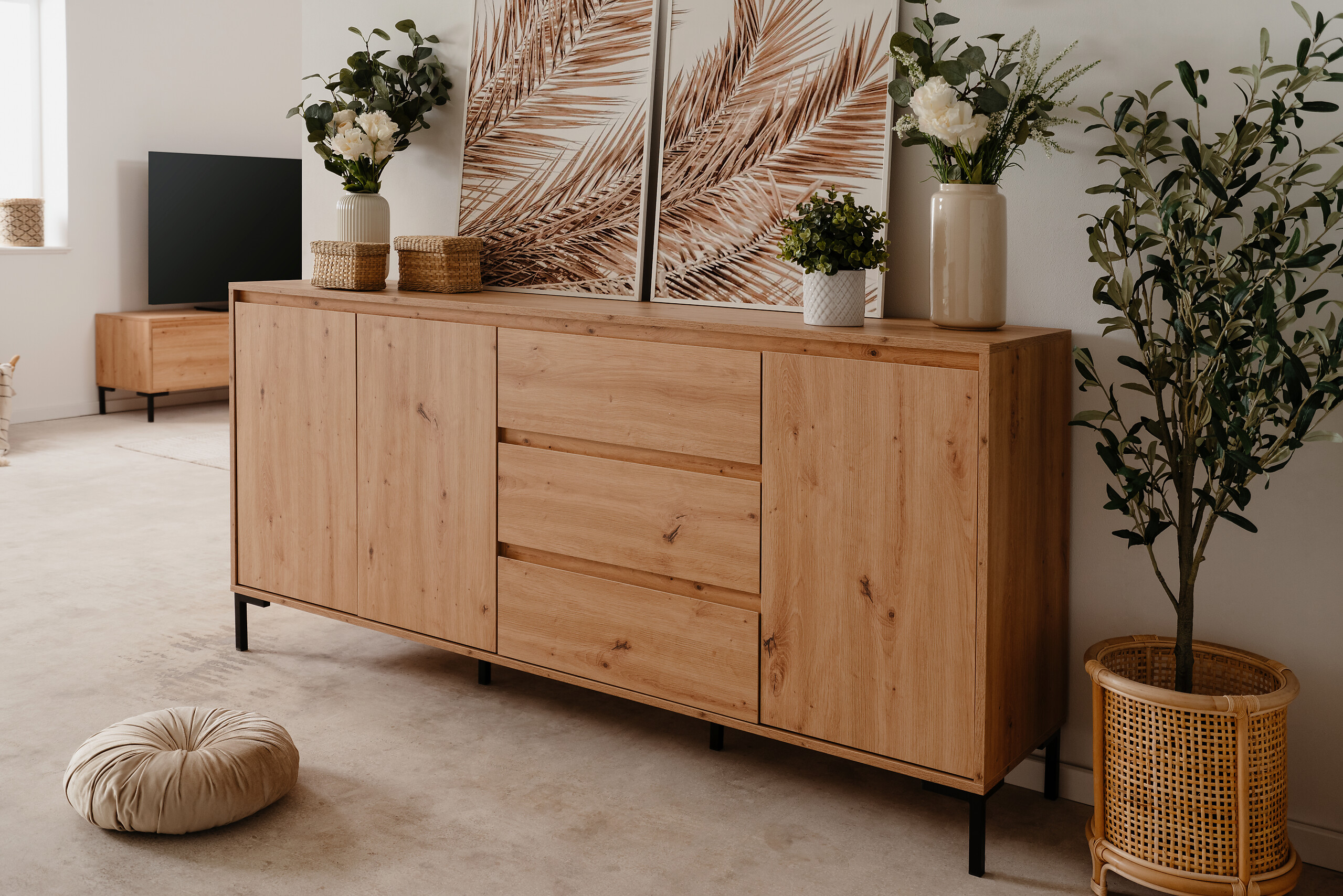 Sideboard Korsika Eiche Artisan Nachbildung B/H/T: ca. 170x87x40 cm