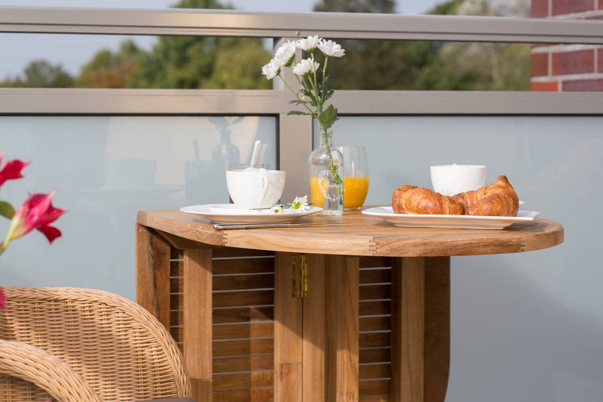 deVries Balkontisch Woodie natur Teakholz B/H/L: ca. 60x75x120 cm