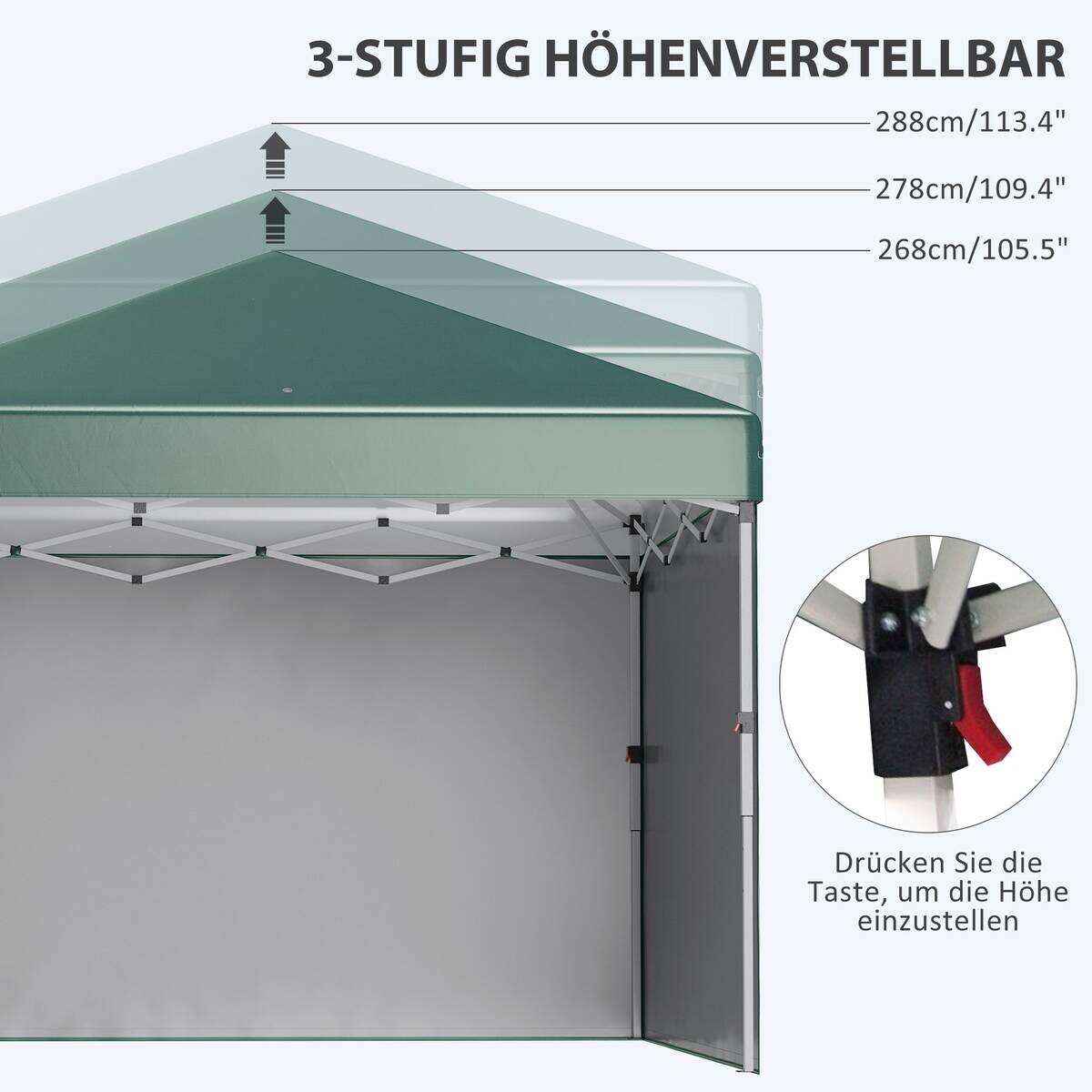 Outsunny Pavillon grün Polyester B/H/L: ca. 297x288x297 cm