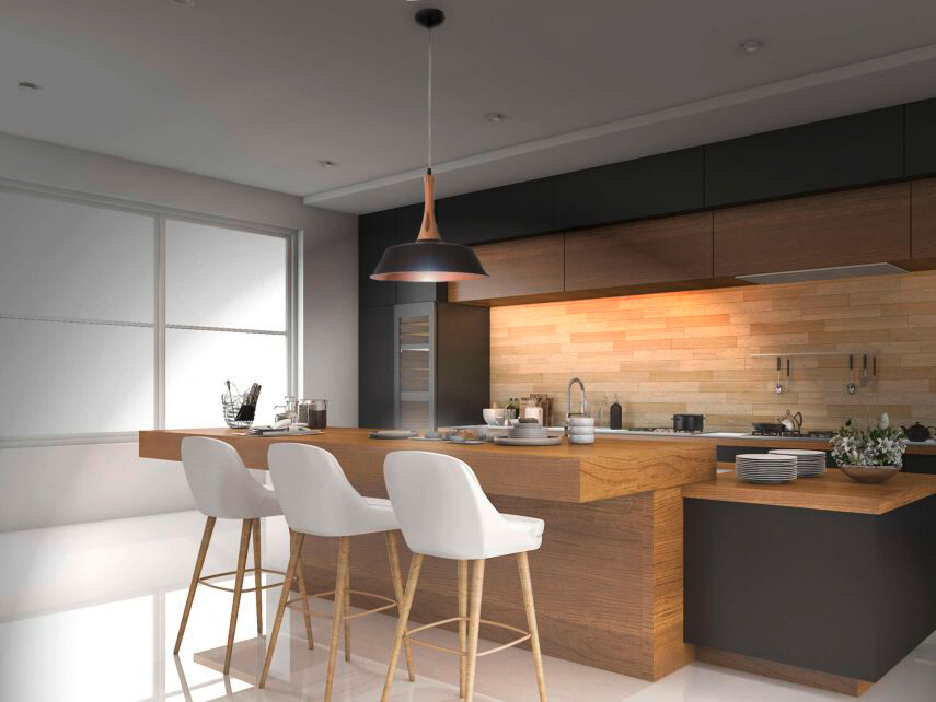 Näve Leuchten Pendelleuchte schwarz Kupfer Metall Holz H/D: ca. 120x36 cm E27 1 Brennstellen