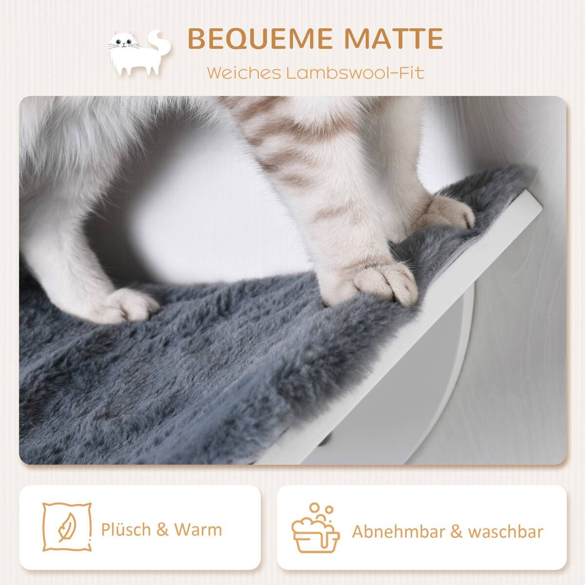 PawHut Katzenbett grau Polyester B/H/L: ca. 28x21x41 cm