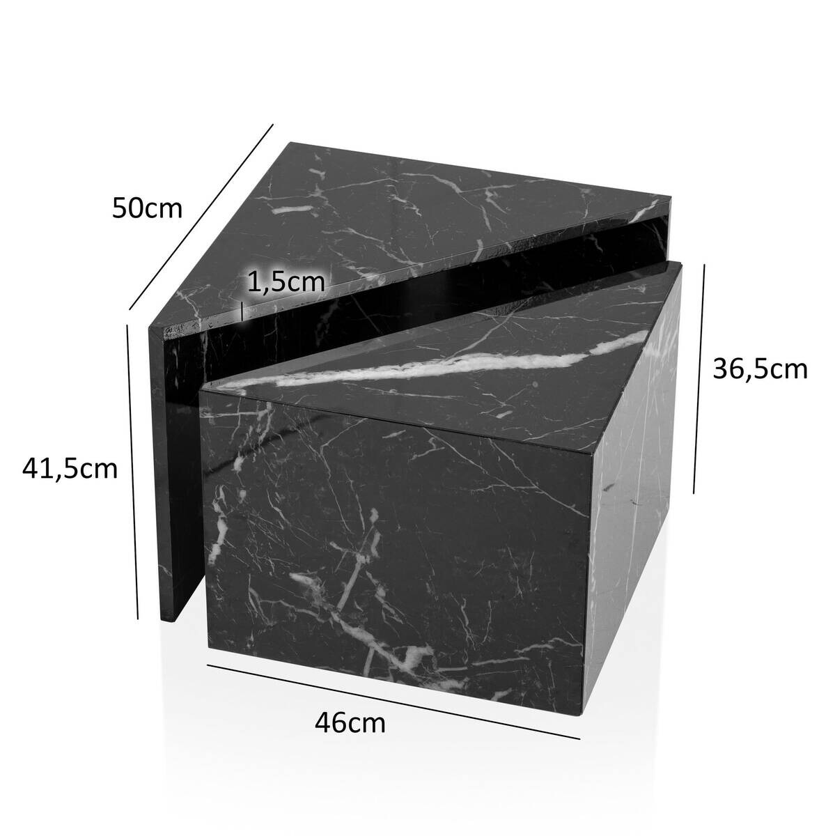 Wohnling Couchtisch schwarz Marmor B/H/T: ca. 50x42x50 cm