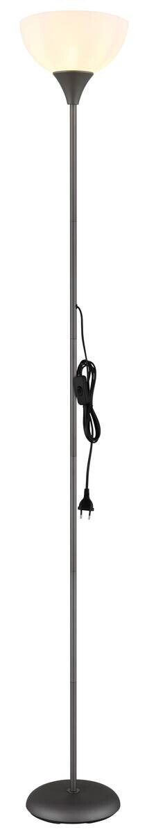GLOBO Stehleuchte titanfarbig schwarz Opal Kunststoff Metall H/D: ca. 178,5x25 cm E27 1 Brennstellen