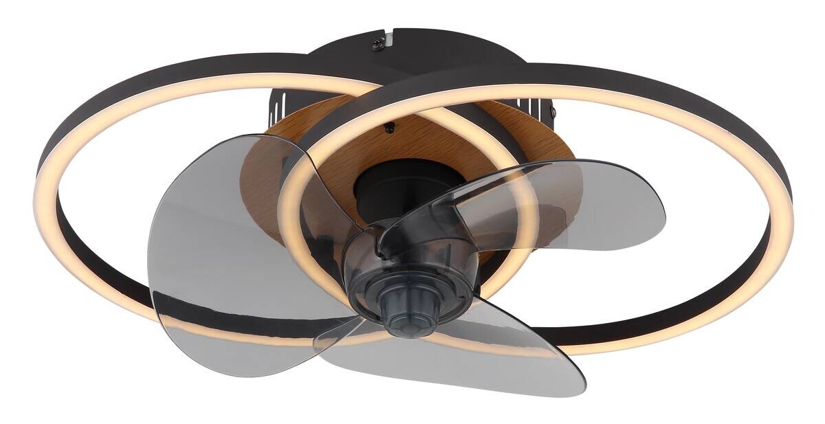GLOBO Deckenventilator Karen schwarz dunkelbraun B/H/T: ca. 28x14,4x42 cm max. 24 W